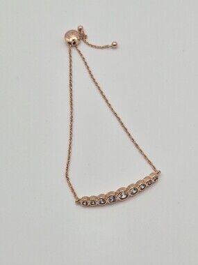 Kate Spade Rose Gold Bar Bracelet with Crystal Accents